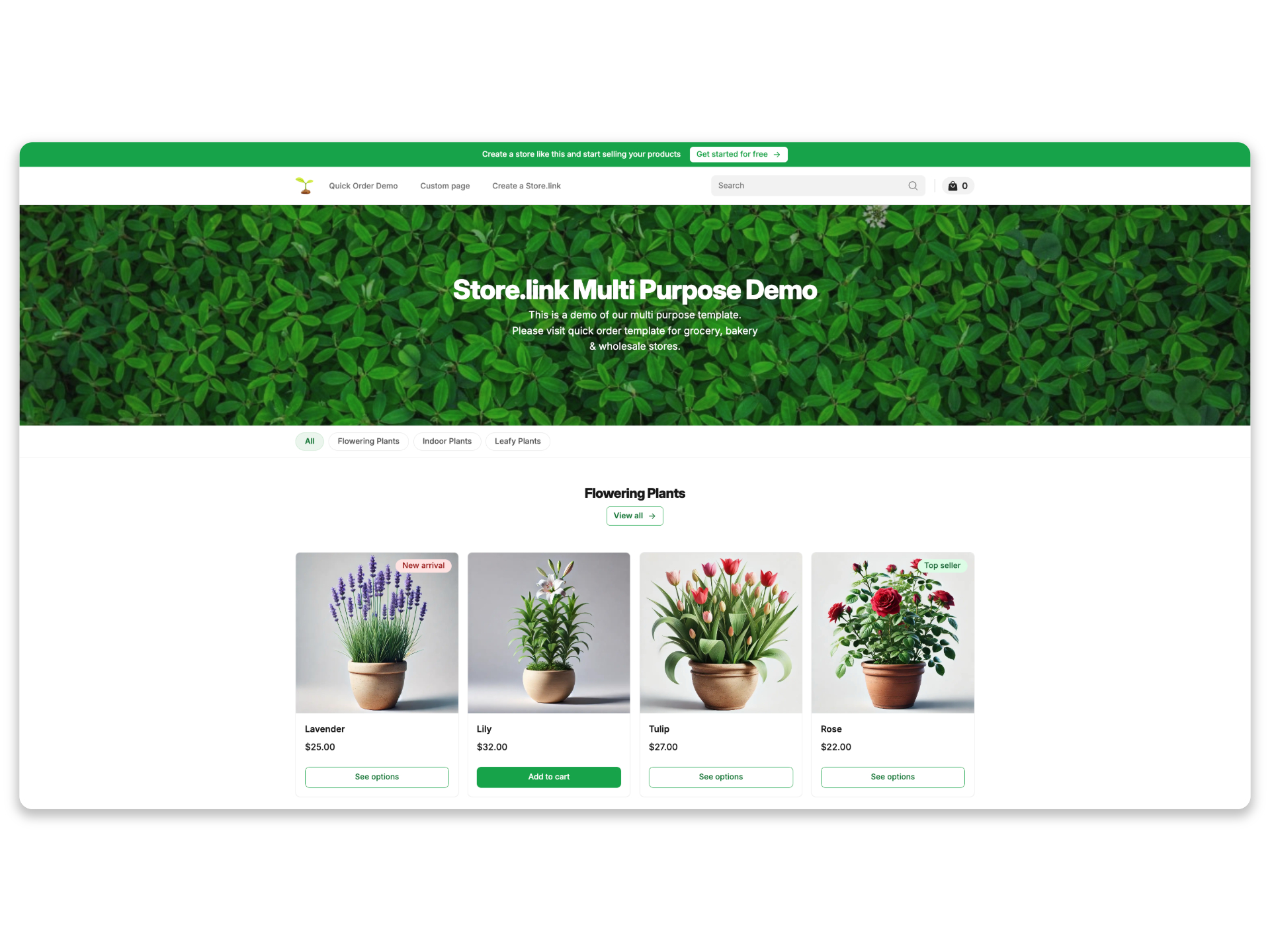 Store.link screenshot: Store.link storefront