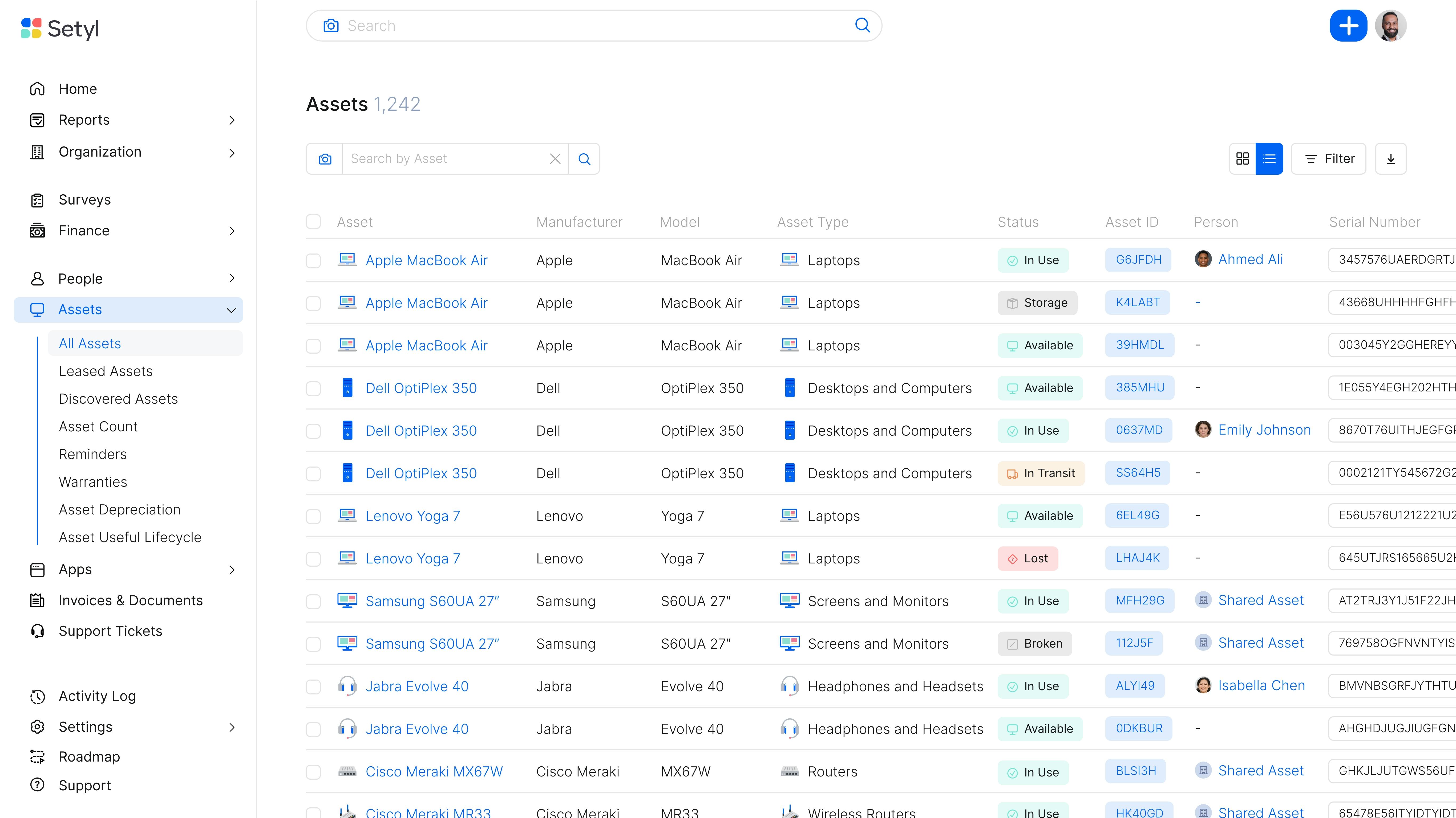 Setyl Software - Asset register: Store and easily locate all your organization's hardware assets and other equipment in one place.