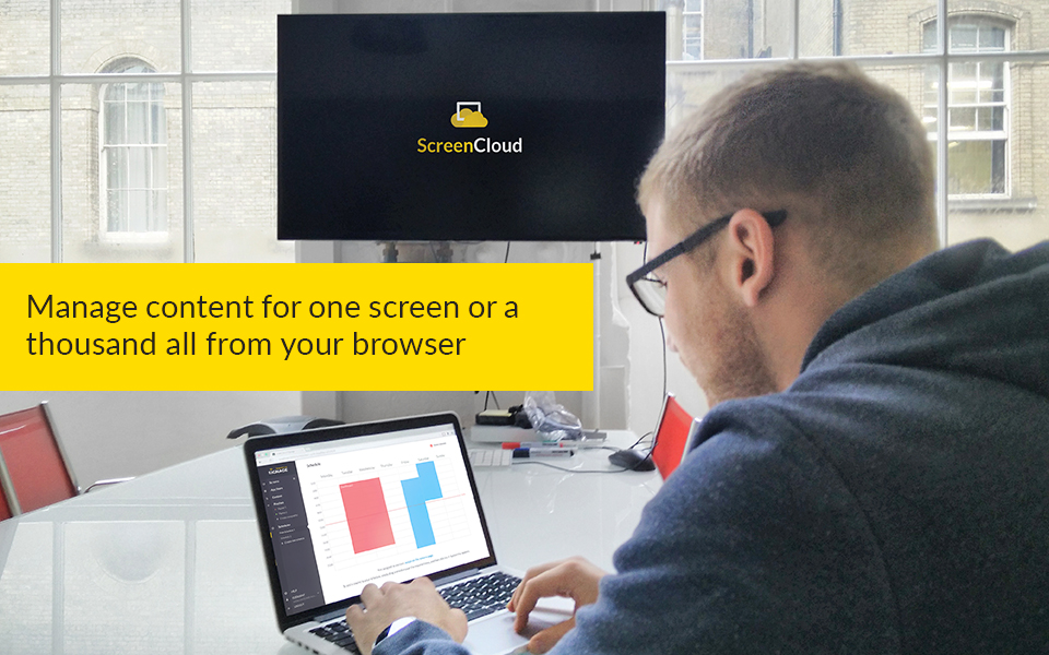 ScreenCloud Software - Users can remotely manage a potentially large roster of screens from any location via the browser