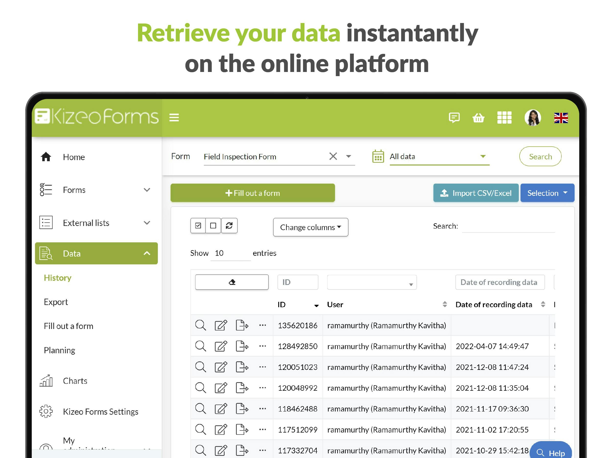 Kizeo Forms Software - Retrieve your data instantly