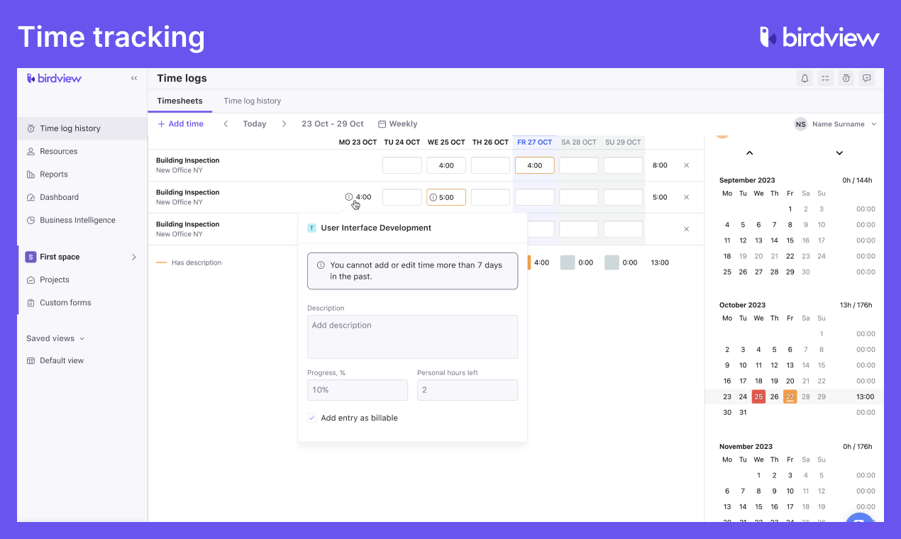 Birdview Software - Time Tracking