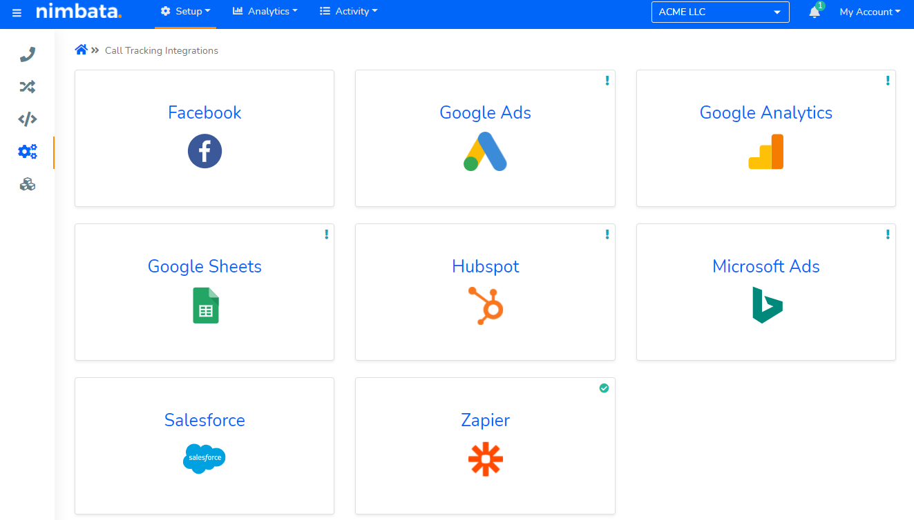 Nimbata Software - Call Tracking Integrations