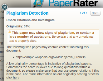 PaperRater plagiarism detection