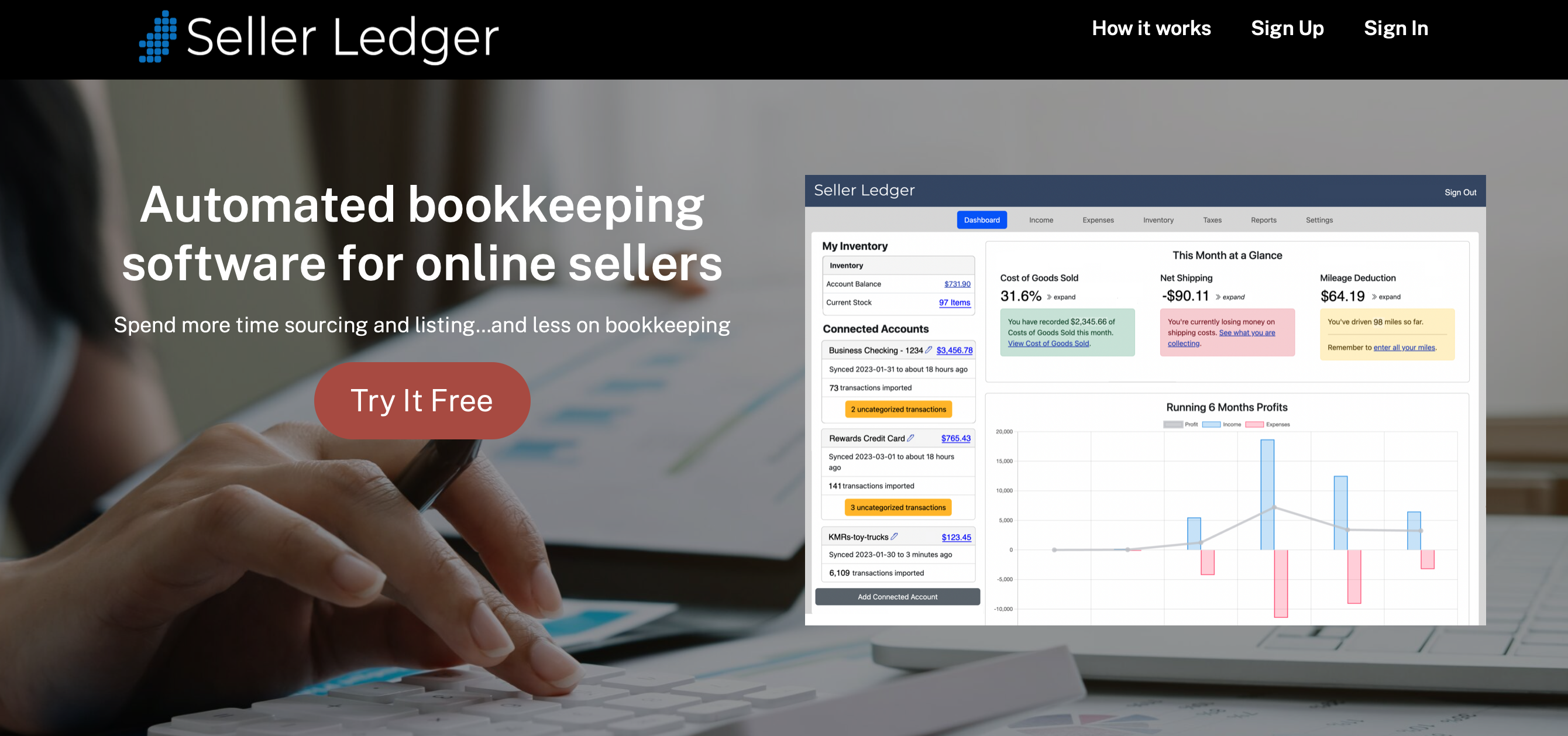 Seller Ledger screenshot: Seller Ledger Homepage
