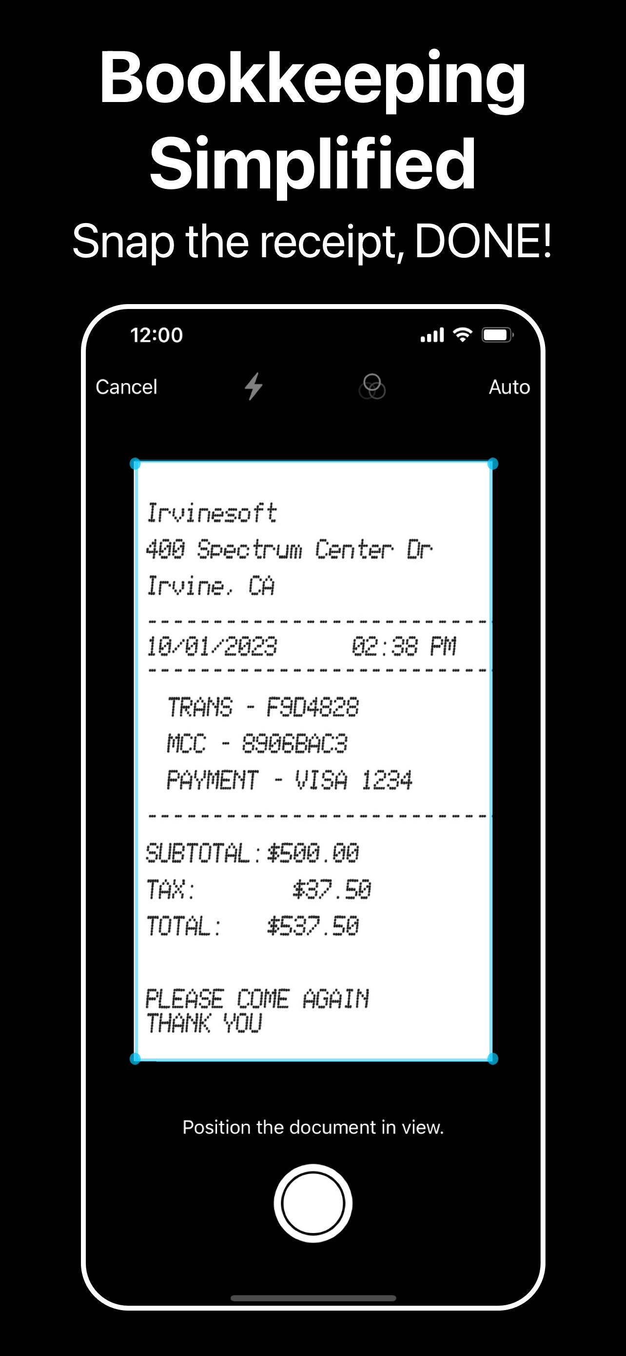 Scan receipt for bookkeeping with Accounting Pie