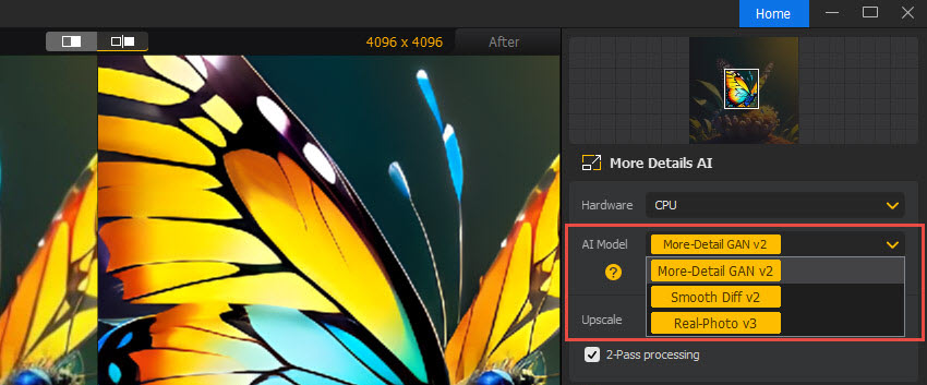 Aiarty Image Enhancer Software - Aiarty Image Enhancer AI denoise models