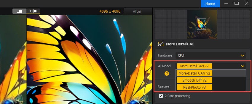 Aiarty Image Enhancer Software - Aiarty Image Enhancer AI denoise models