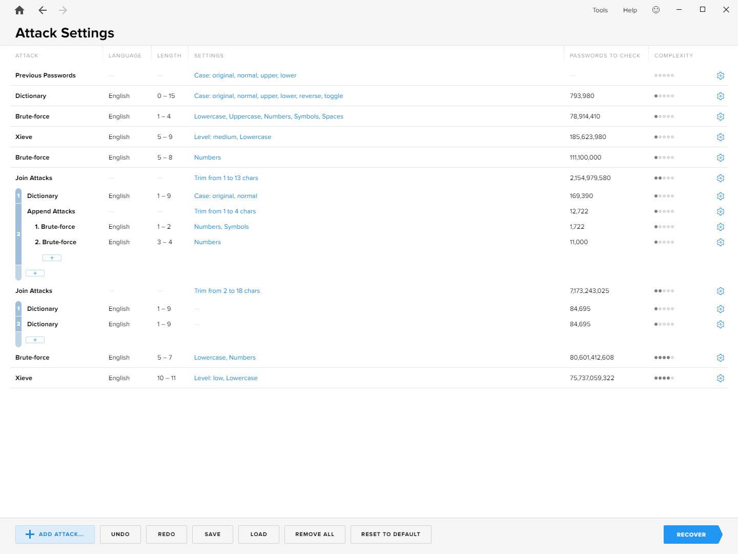 Detego Digital Forensics screenshot: Detego Digital Forensics attacks