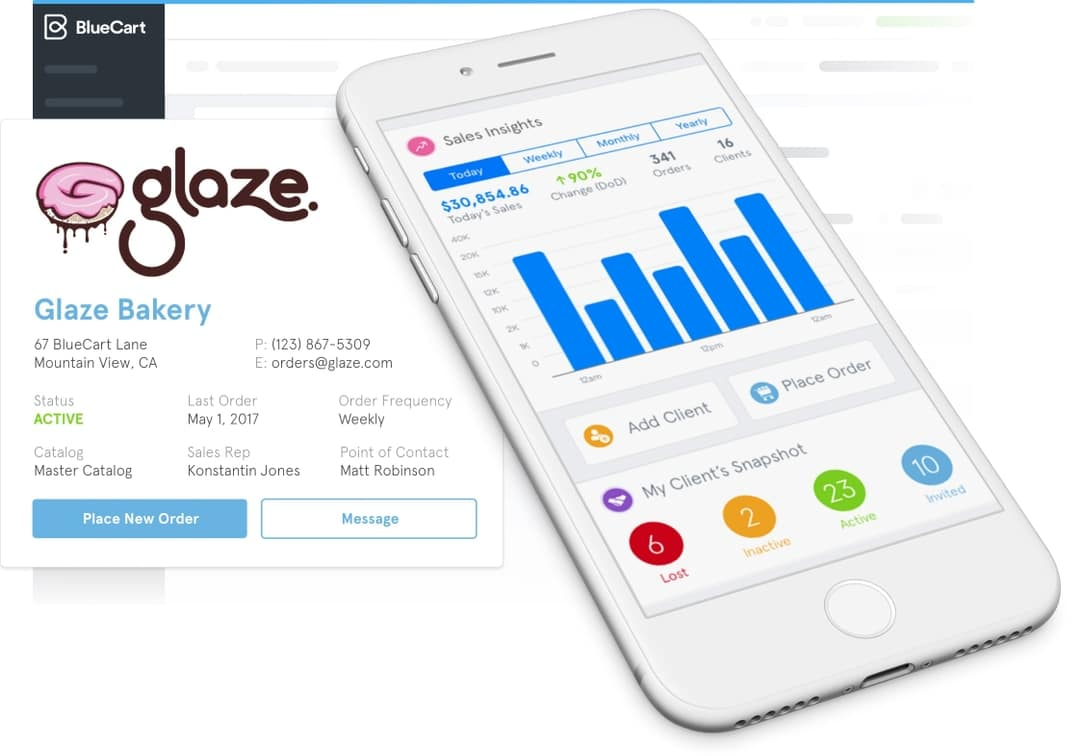 BlueCart Software - Suppliers can create personalized profiles with contact information and orders can be made directly from the page