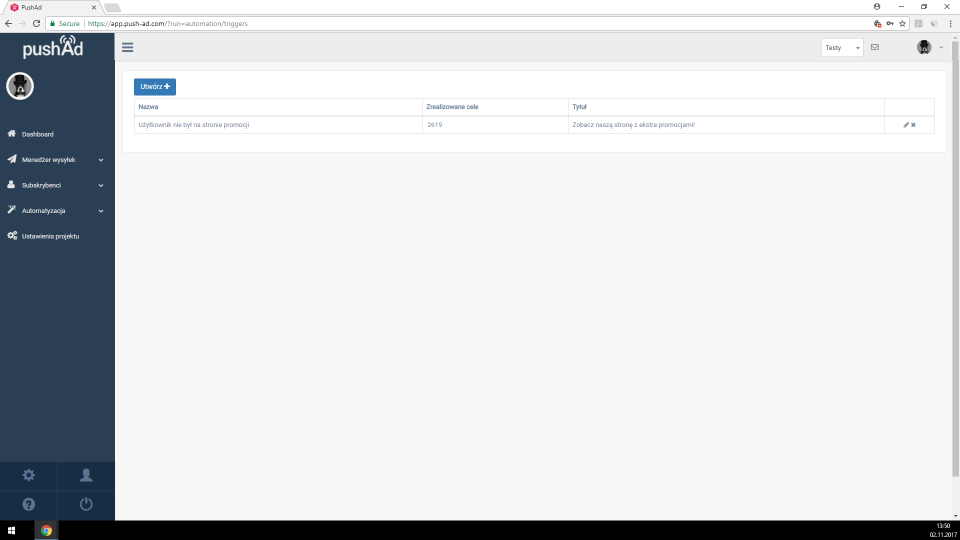Automatic triggers can be set up so that notifications are sent when a customer performs a specific action