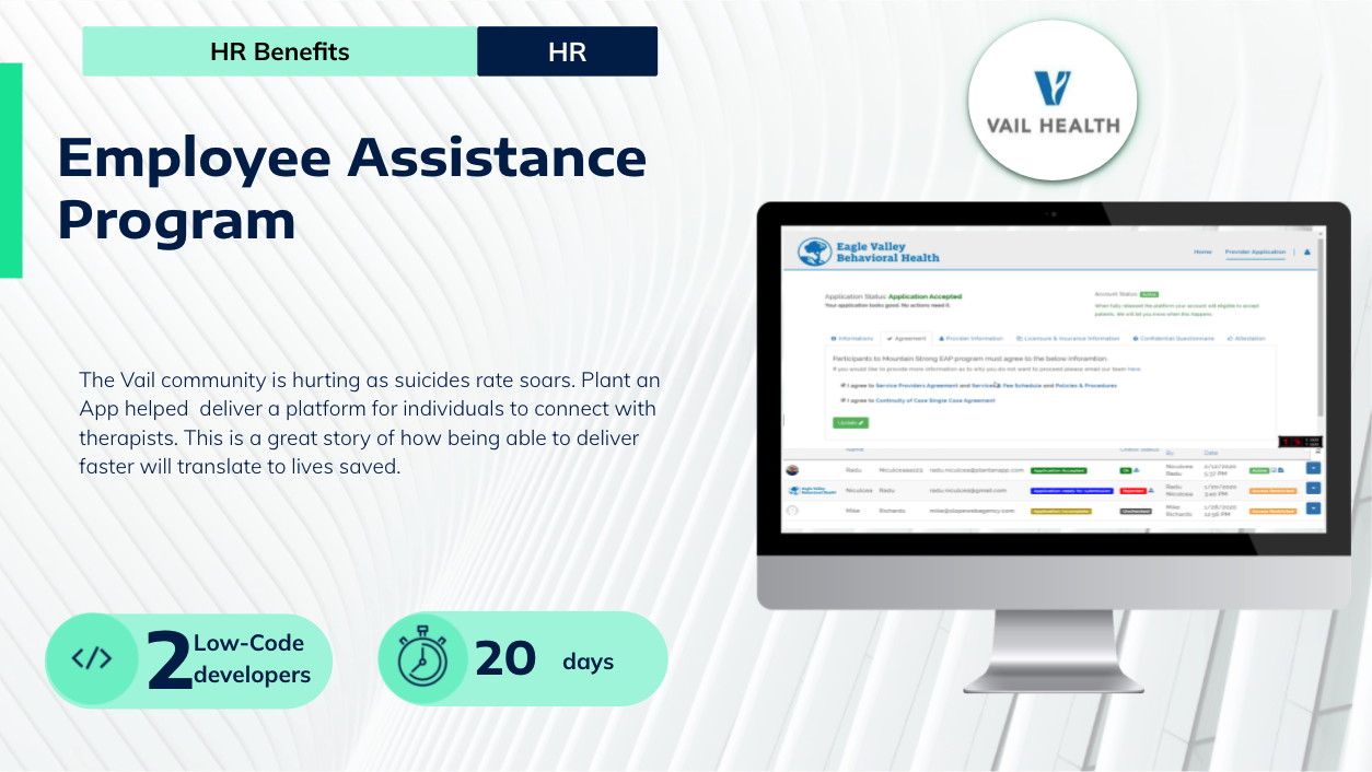 Plant an App Software - Customisable employee assistance programme using low-code