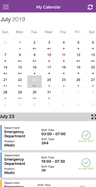 ShiftWizard access calendar