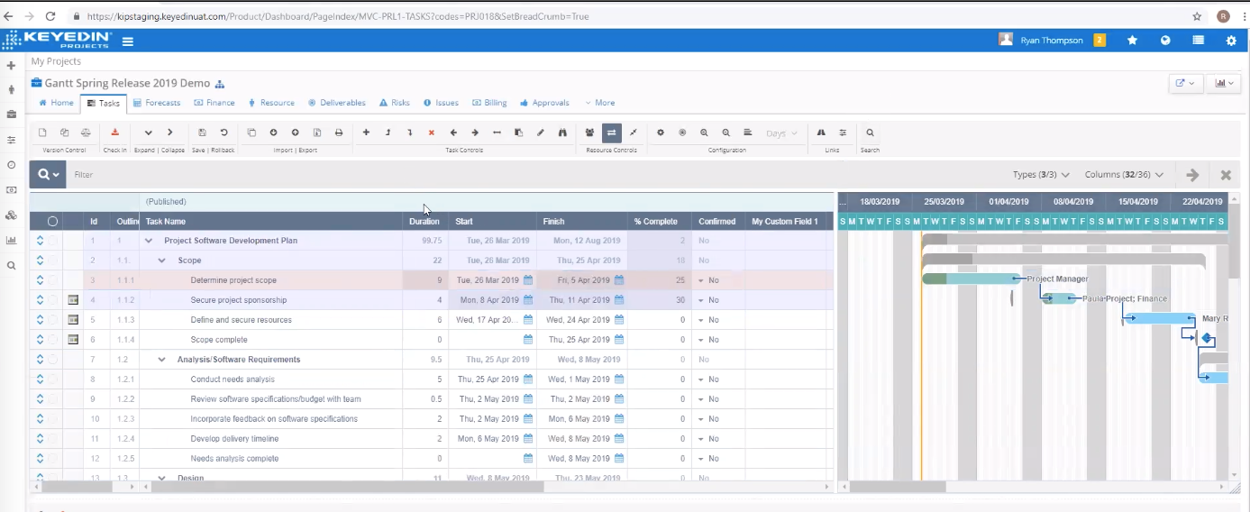KeyedIn Software - Gantt Charts for Project Planning with easy drag-and-drop resource assignments.