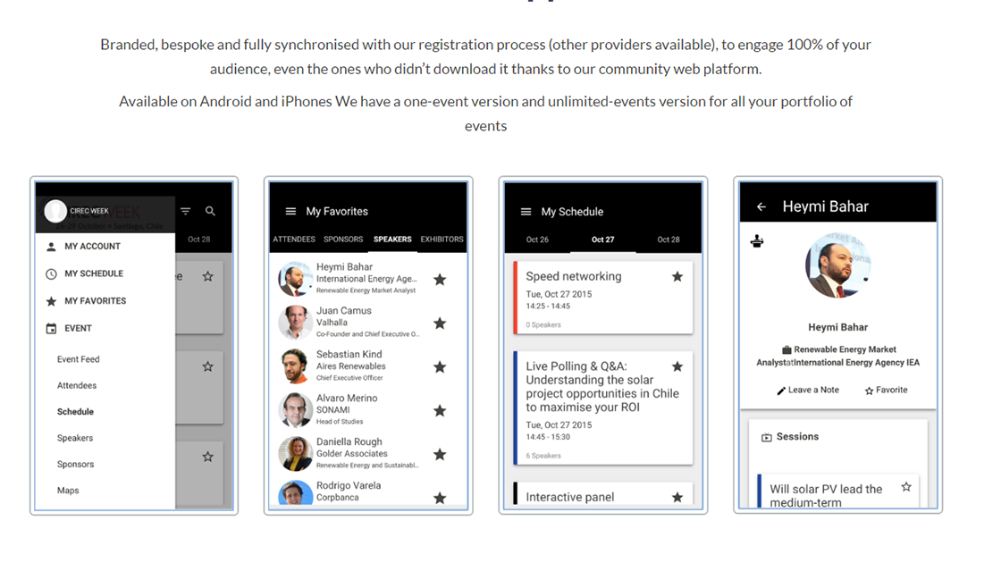 Bespoke, branded event apps can be built using EventsCase