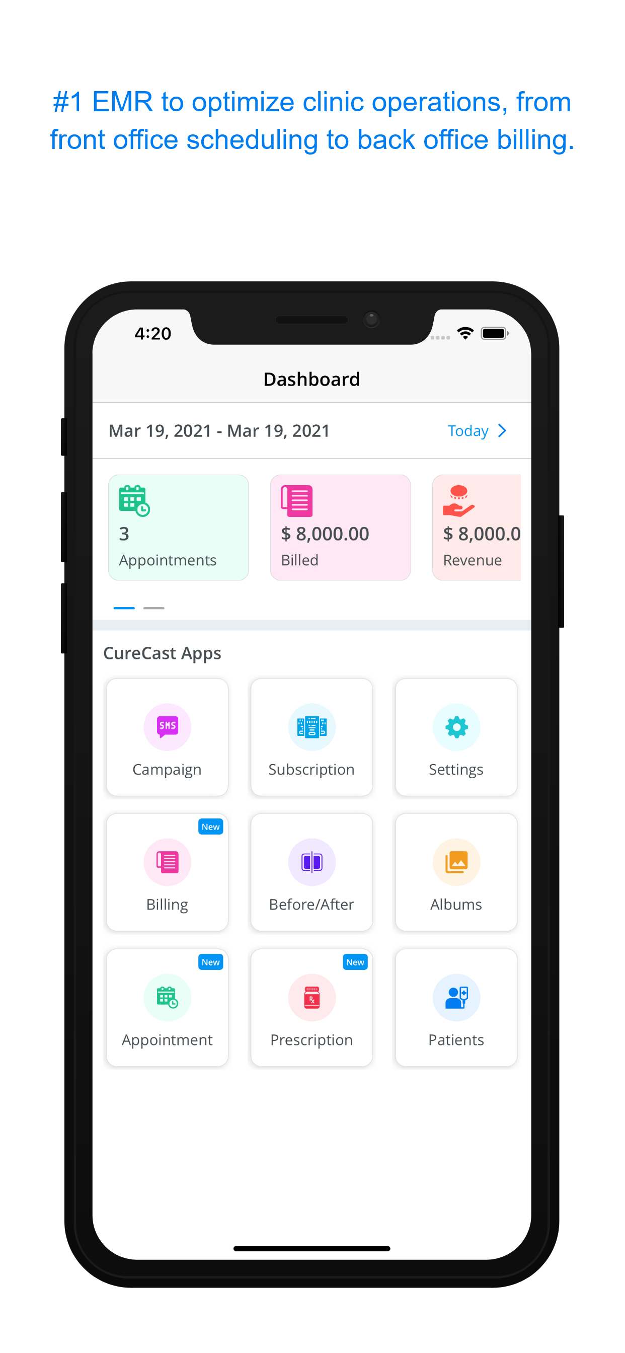 CureCast screenshot: Practice Management Software