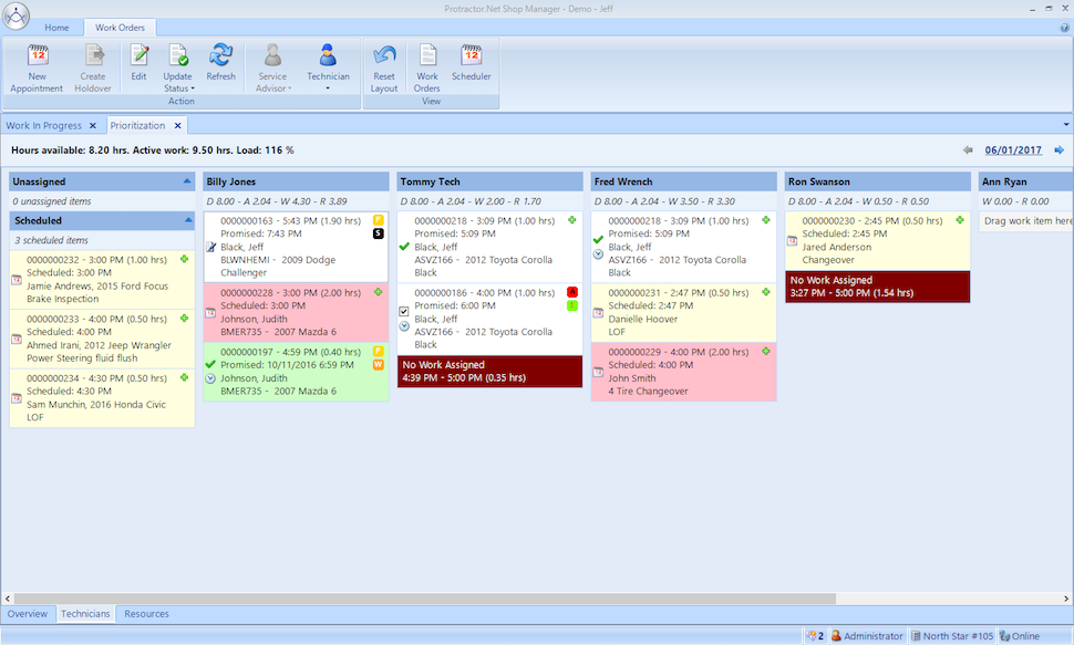 AMS Protractor Software - Protractor work order screenshot