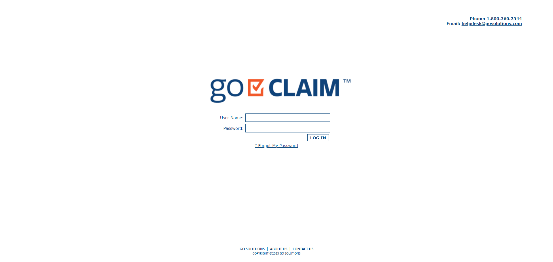 GoClaim screenshot: GoClaim Login