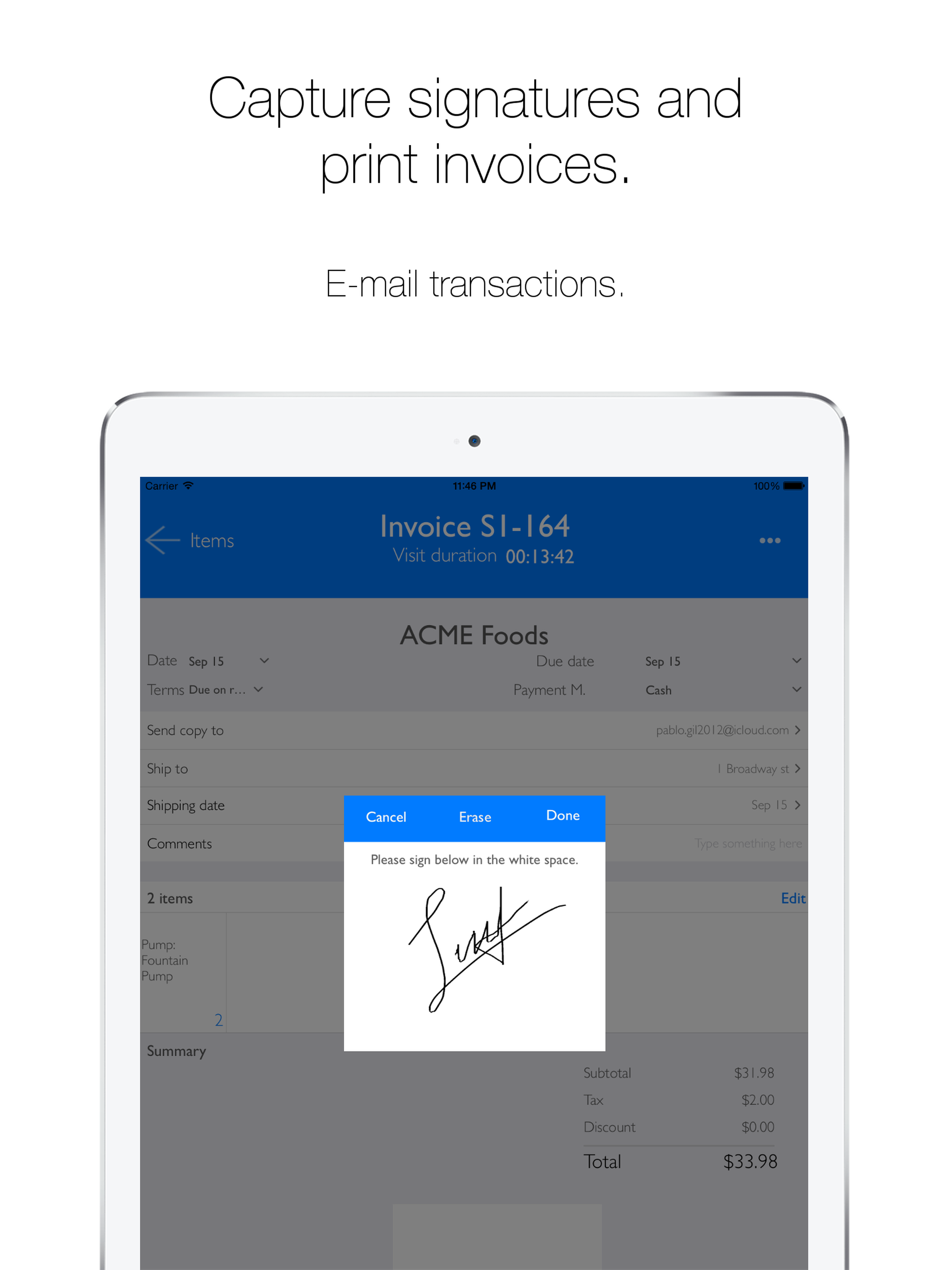 inSitu Sales Software - inSitu Sales: capture signatures and print invoices