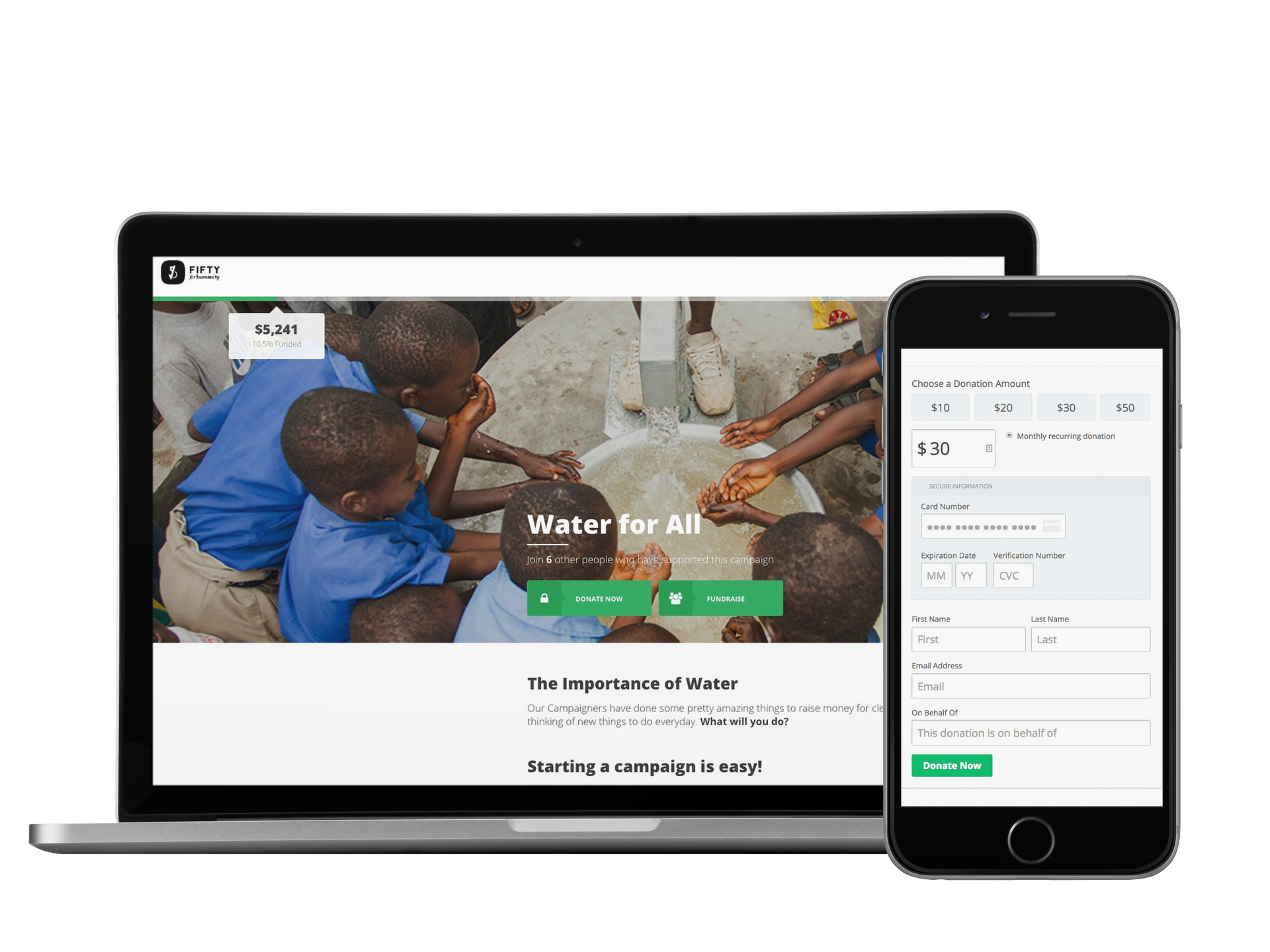 Responsive design means donors will always only be a click away from giving
