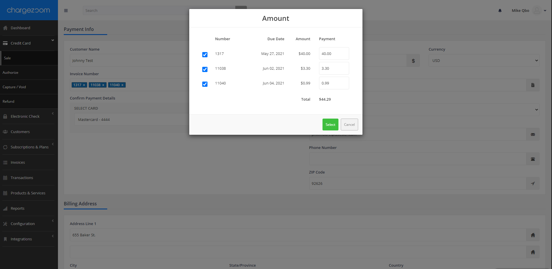 Payment terminal allows for payment against multiple invoices