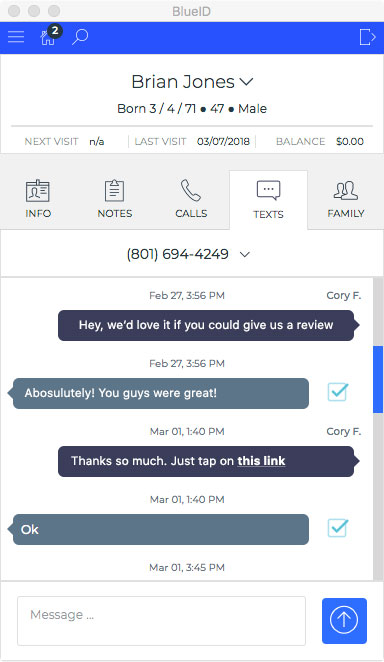 BlueIQ customer communication