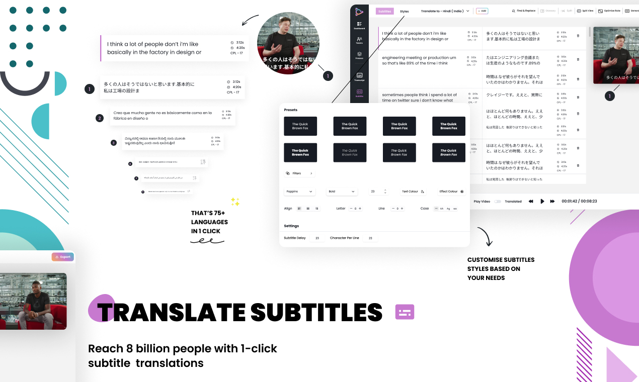 Reach 8 billion people with 1-Click Subtitle Translation