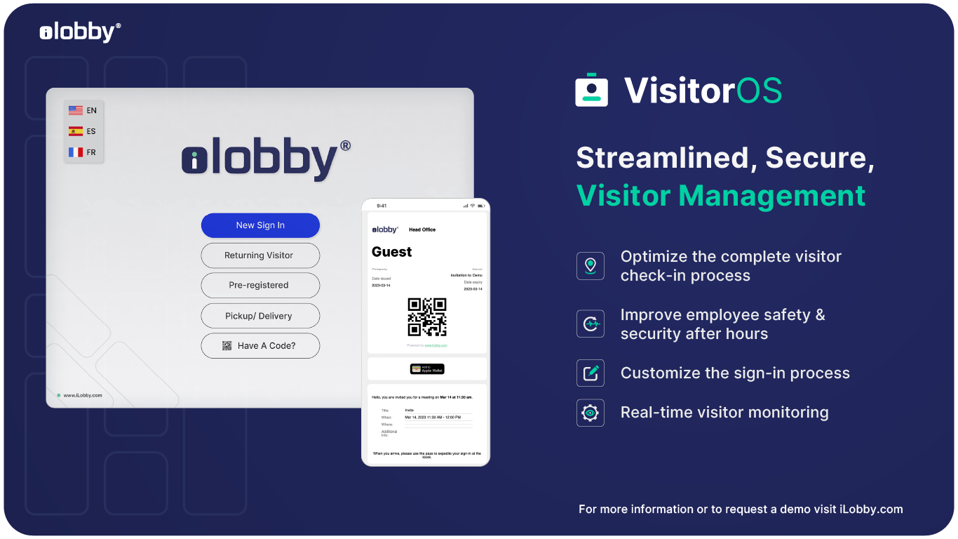Visitor Management Solution - Built specifically for enterprises with mission-critical facilities and infrastructure, VisitorOS improves workplace safety, security, and compliance through automation and people-powered support. 
