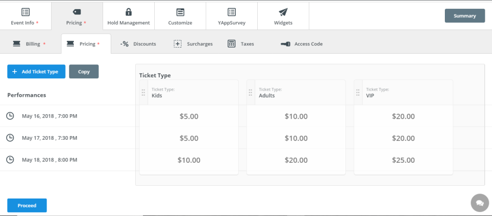 Pricing - Ticket Types