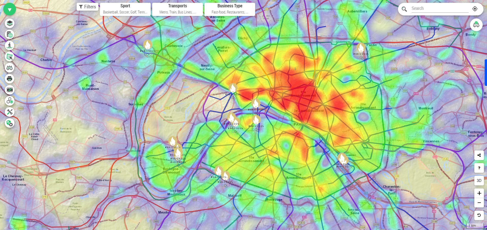 Galigeo screenshot: Galigeo geographic data