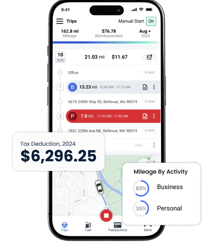 TripLog Mileage Tracker Software - TripLog Mileage Tracker mileage by activity