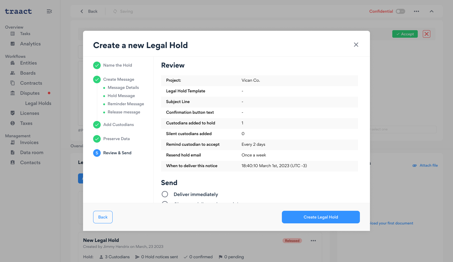 Legal Hold - A new feature that lets you manage legal holds efficiently