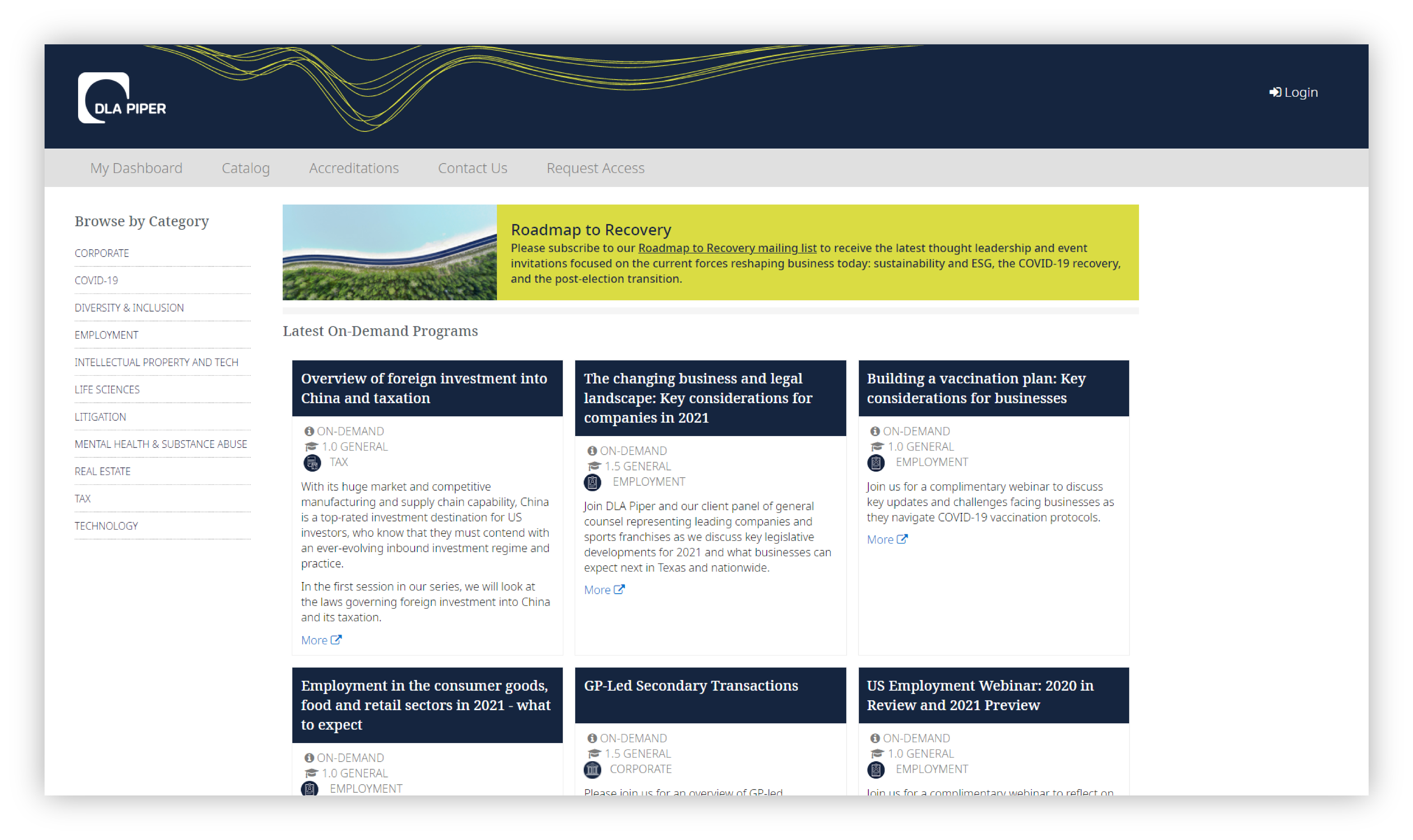 BeaconLive screenshot: Customized On-Demand Webinar Catalog