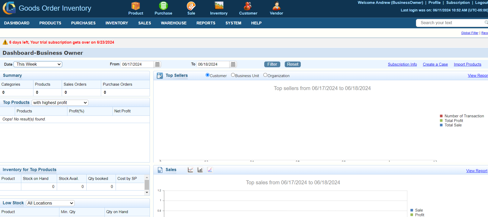 GOIS Pro screenshot: GOIS Dashboard