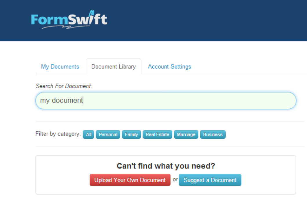 FormSwift document search