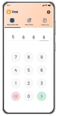 Livo screenshot: Security Guard Application | Entry via passcode