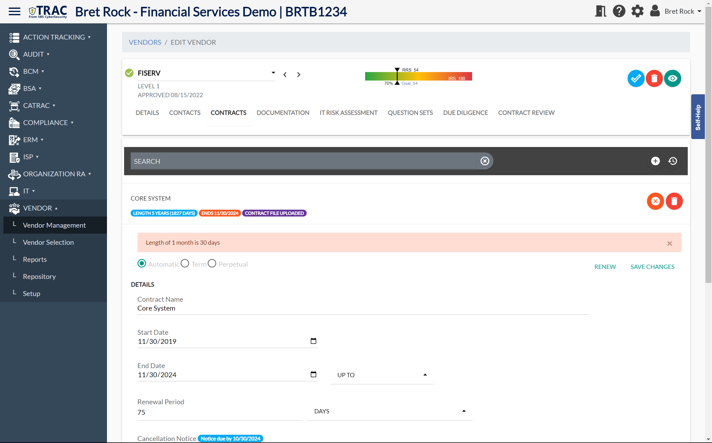 TRAC Software - Vendor Management