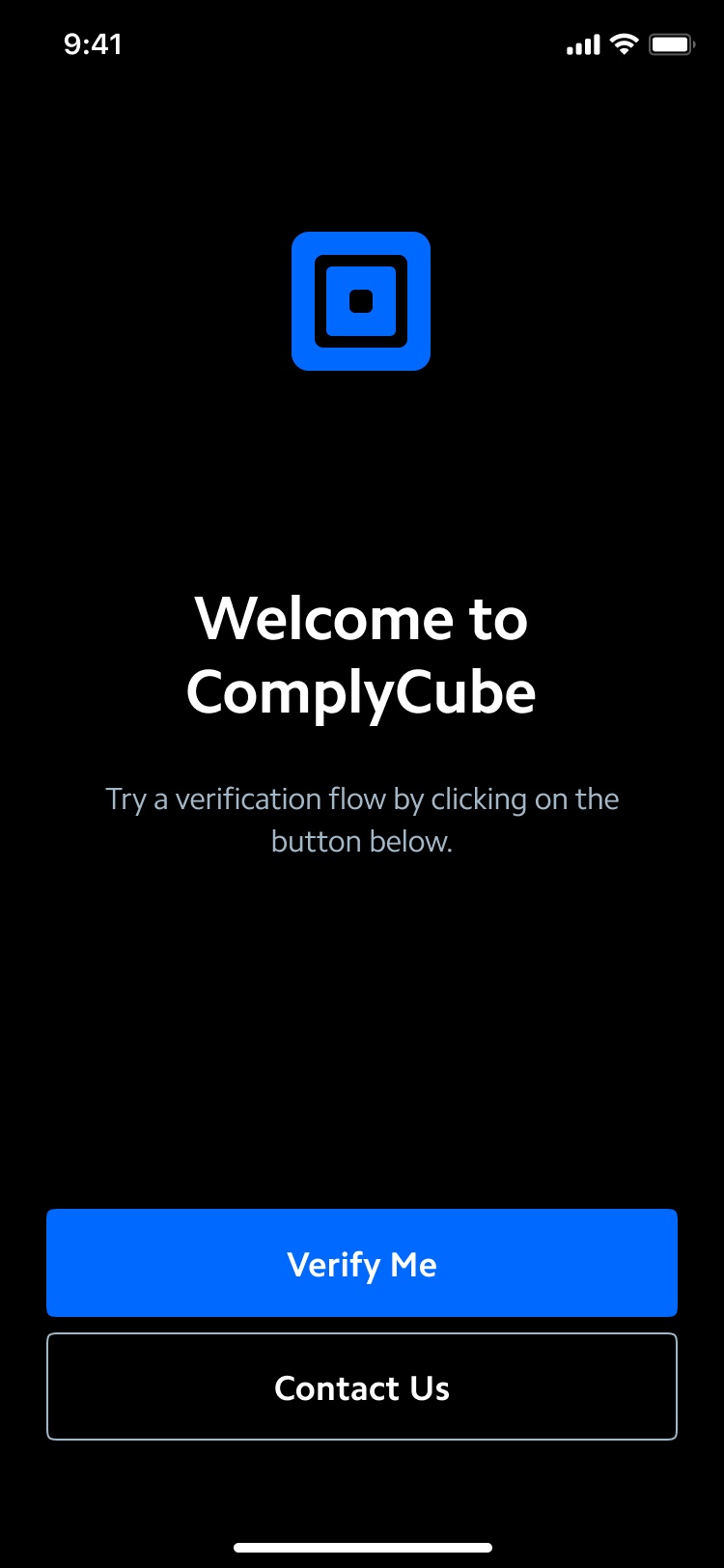 ComplyCube Mobile SDK -  Identity Verification Welcome Screen