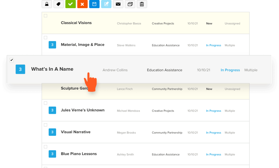 Manage workflows with all submissions in one easy to manage list