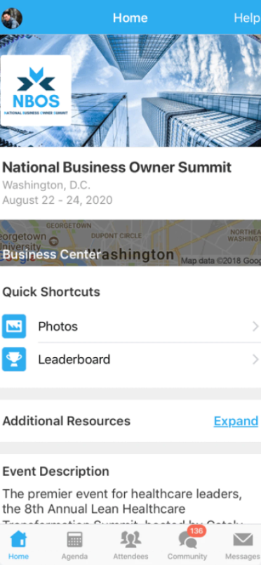 Whova screenshot: Whova event details