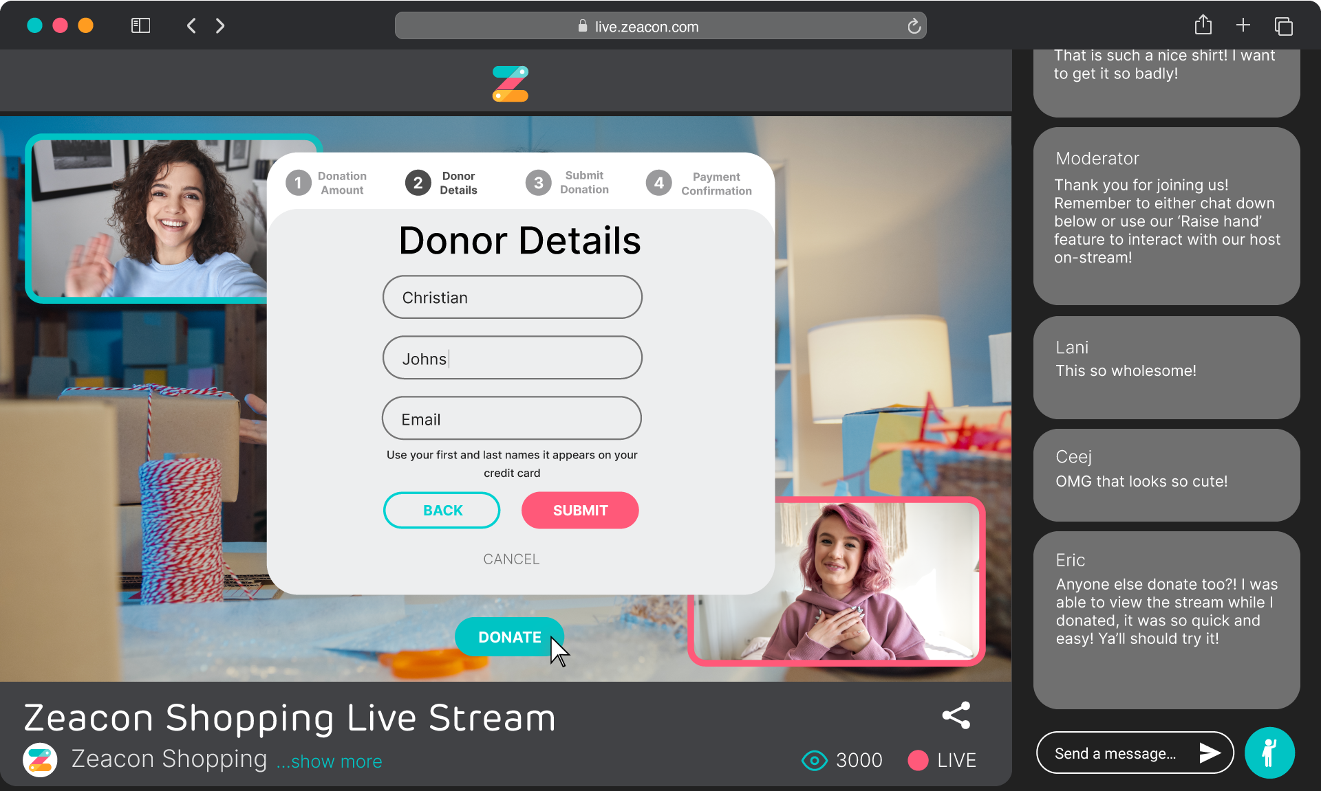 Distraction-free in stream donations allow for your audience to stay engaged with your content, and to donate to you with a few simple clicks.