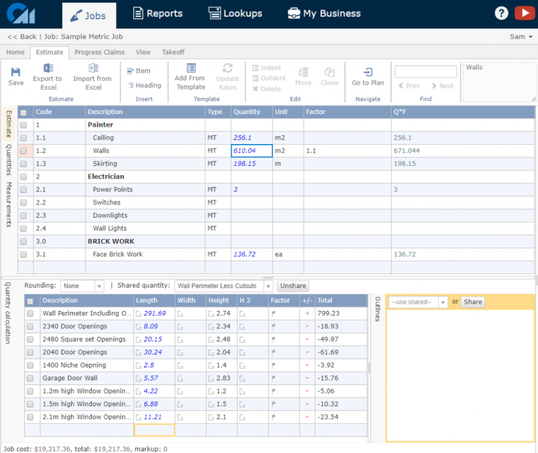 CostMiner job estimates