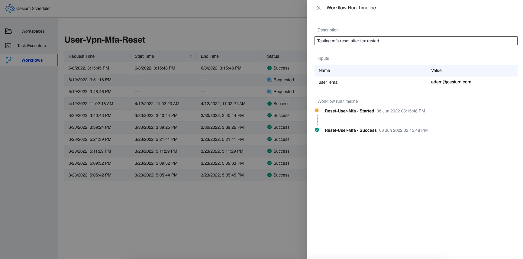 View workflow run history and see a timeline of individual tasks in the workflow.