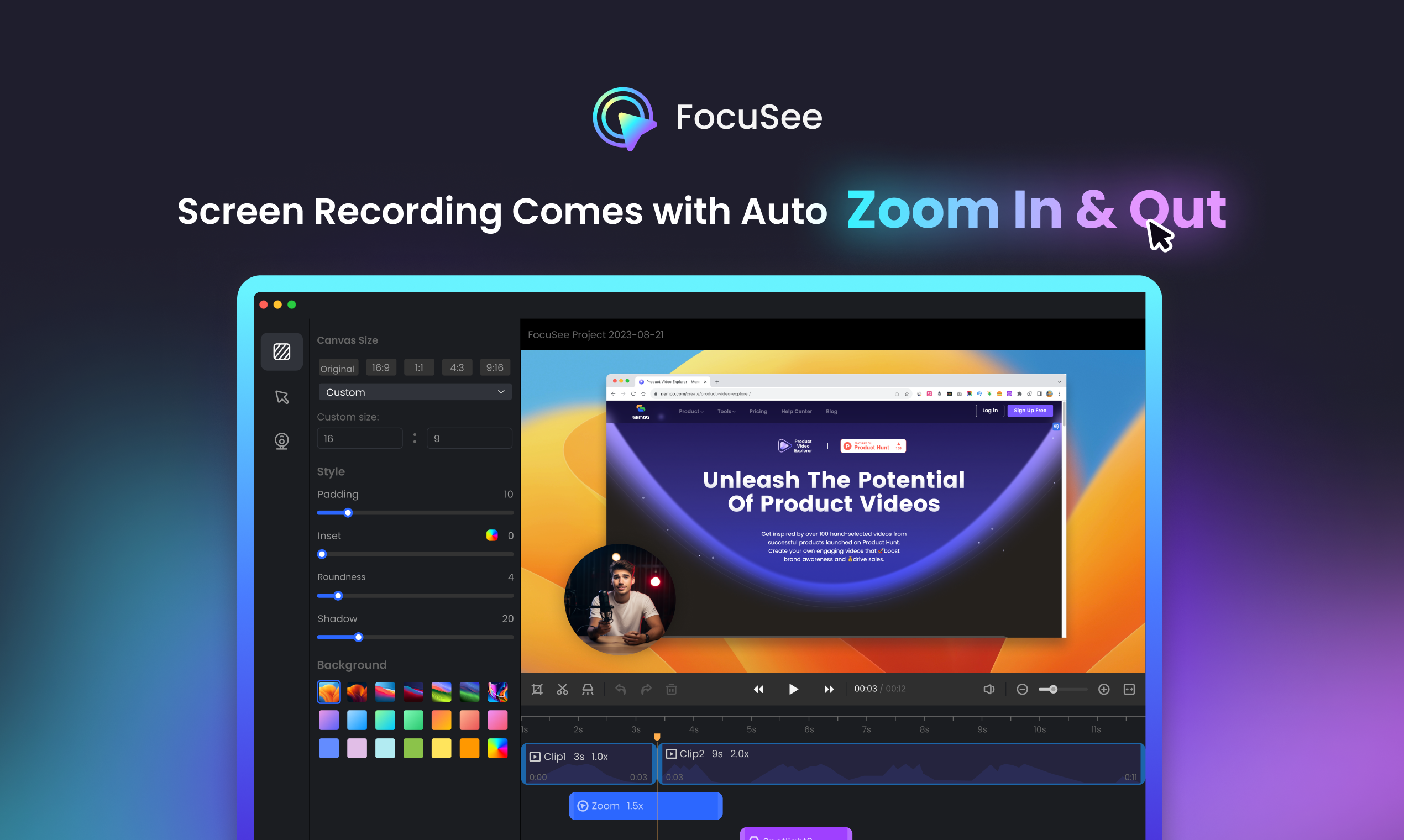 FocuSee Software - Screen Recording Comes with Automated Editing