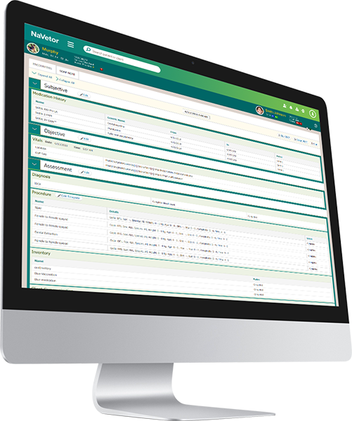 NaVetor's patient electronic medical record (EMR)