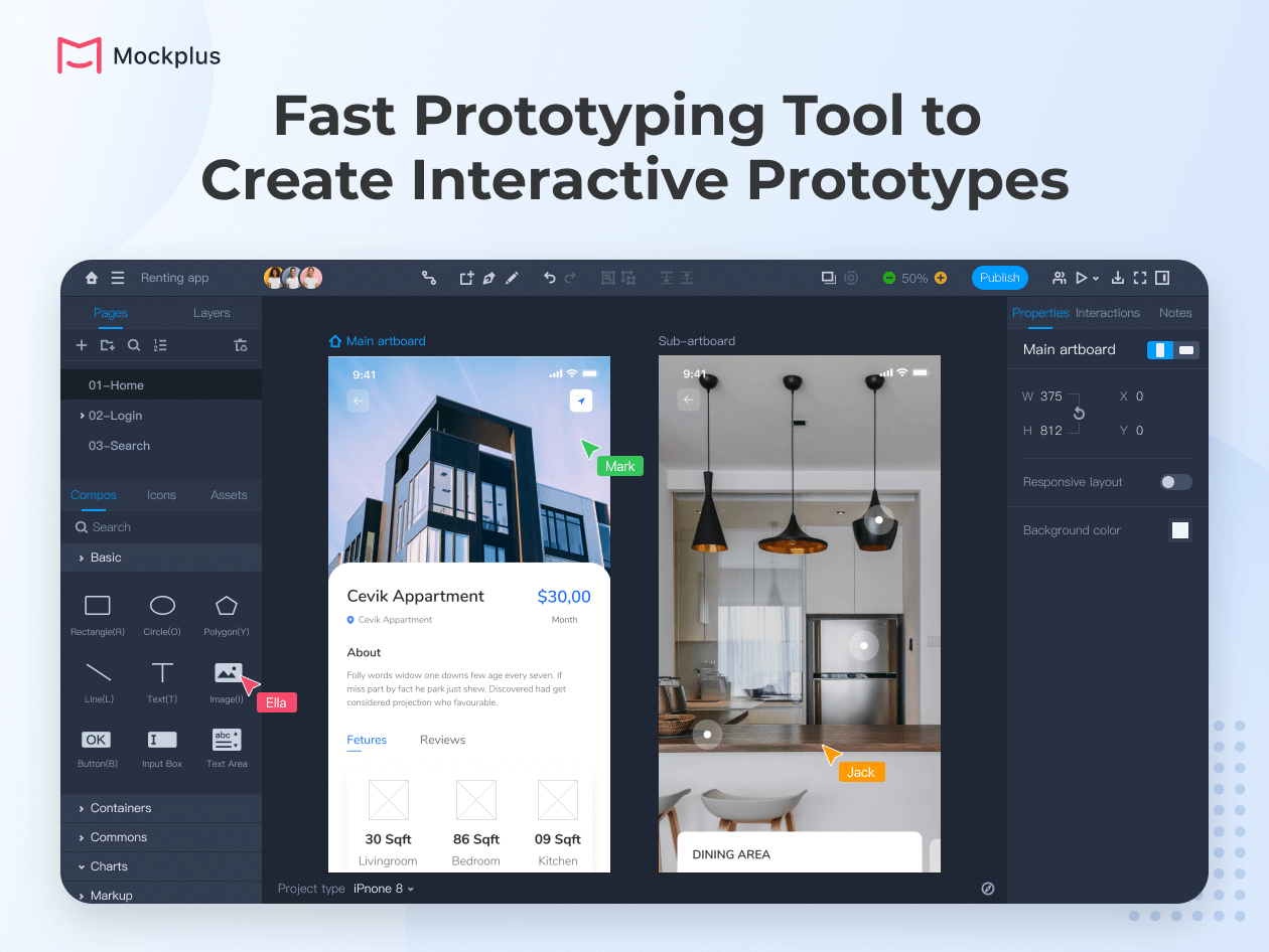 Mockplus screenshot: Fast Prototyping Tool to Create Interactive Prototypes