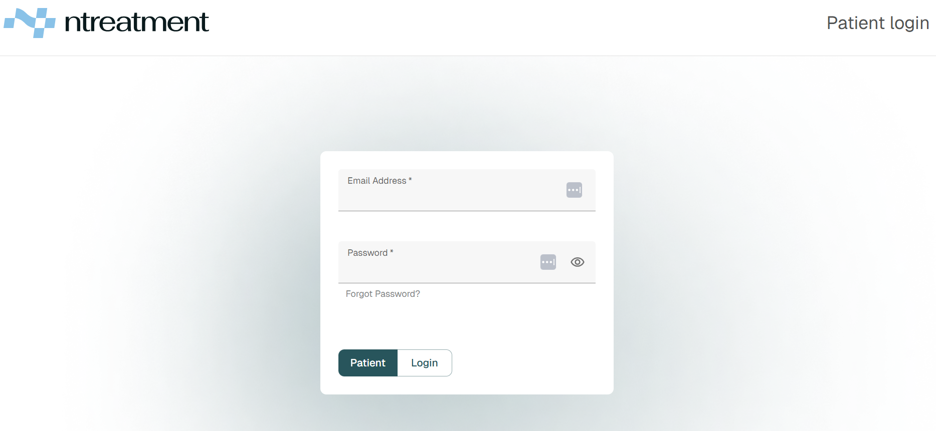 nTreatment screenshot: nTreatment patient login