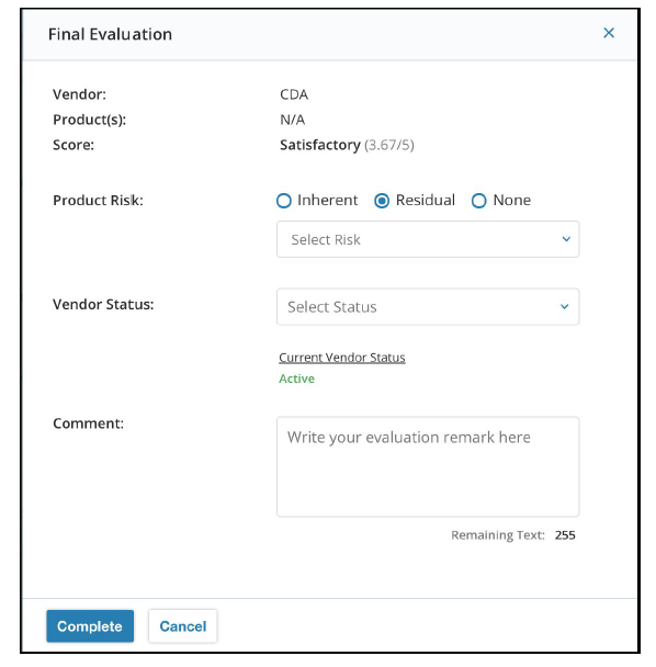 Vendor360 final evaluation