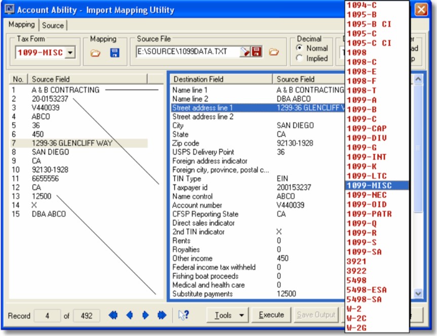 Account Ability import mapping utility