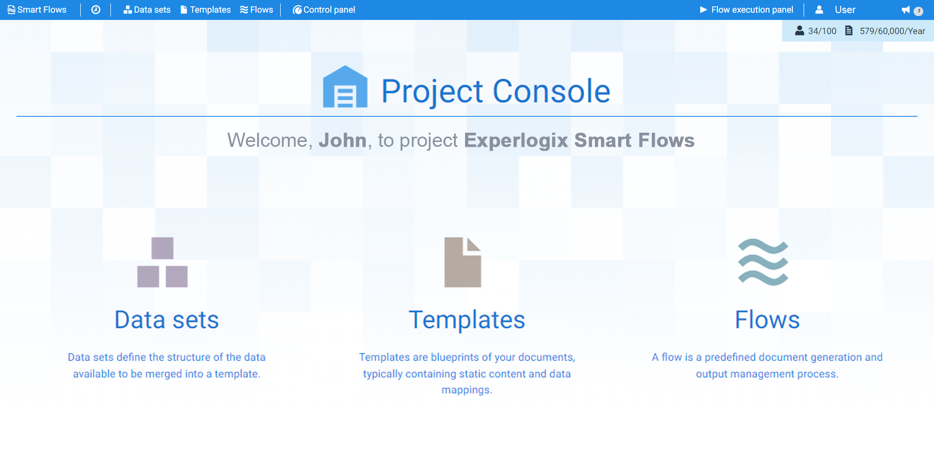 Create dynamic, data-driven templates from the Project Console, and configure complex workflows.