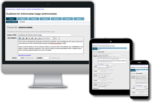 CourseWebs screenshot: Access CourseWebs from any internet connected device with a web browser